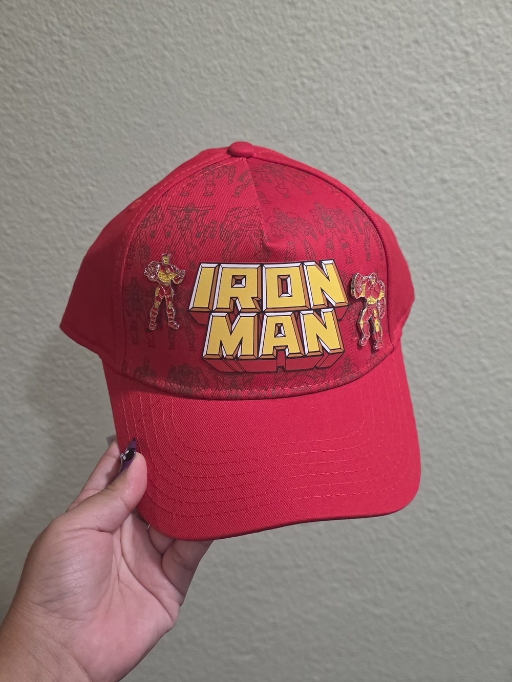 Disney Iron Man Red Baseball Cap with Yellow Logo
